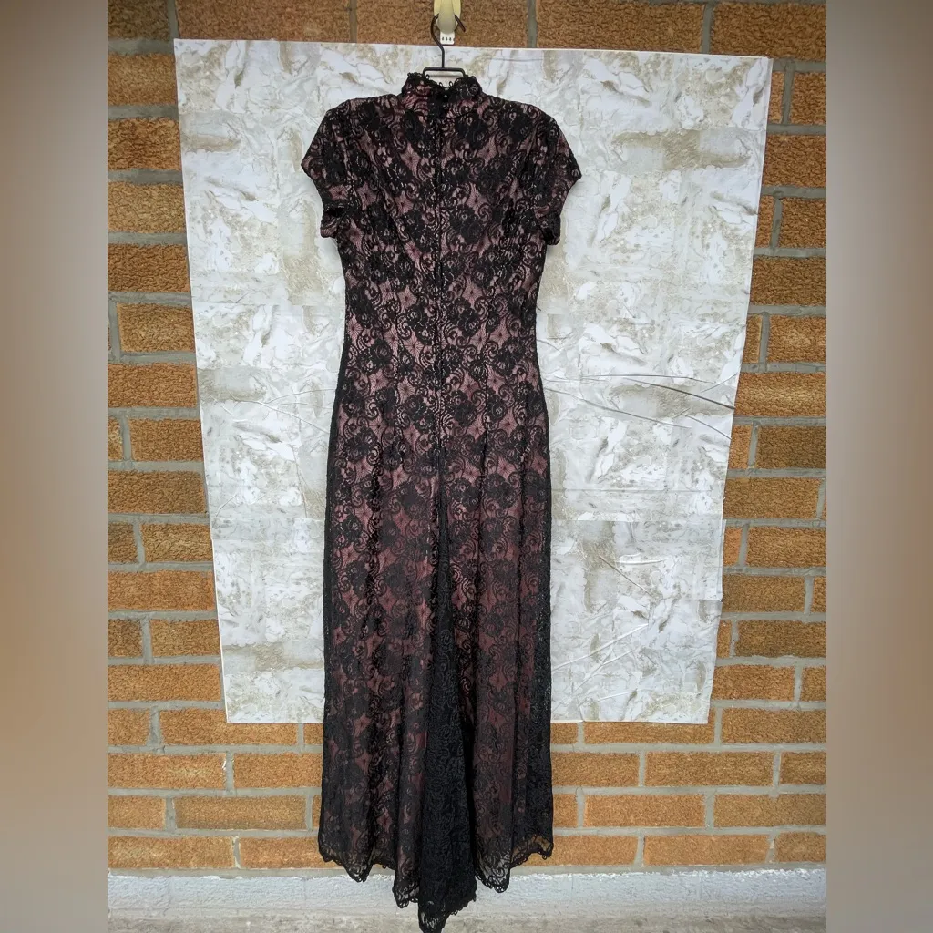 jessica mcclintock Cheongsam style size 4  lace maxi dress - Image 8