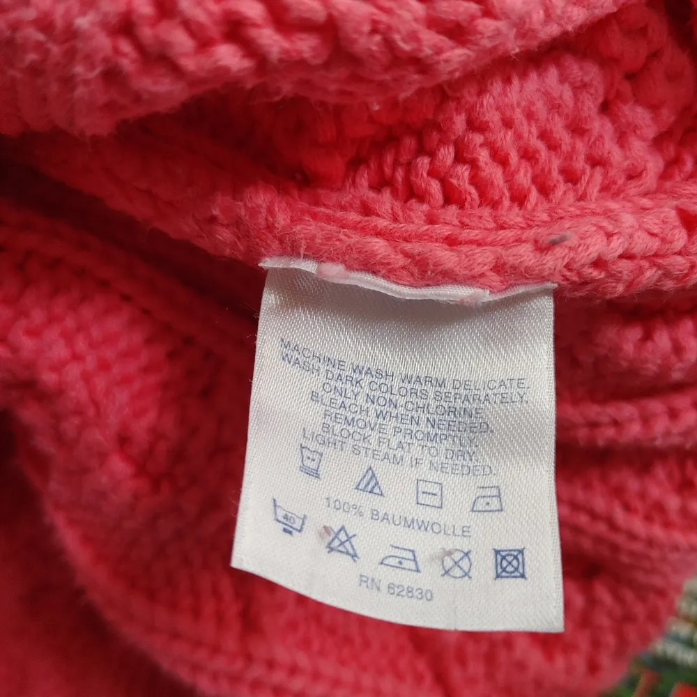 Lands' End Chunky Bright Pink Turtleneck Cable Knit Sweater - Image 7