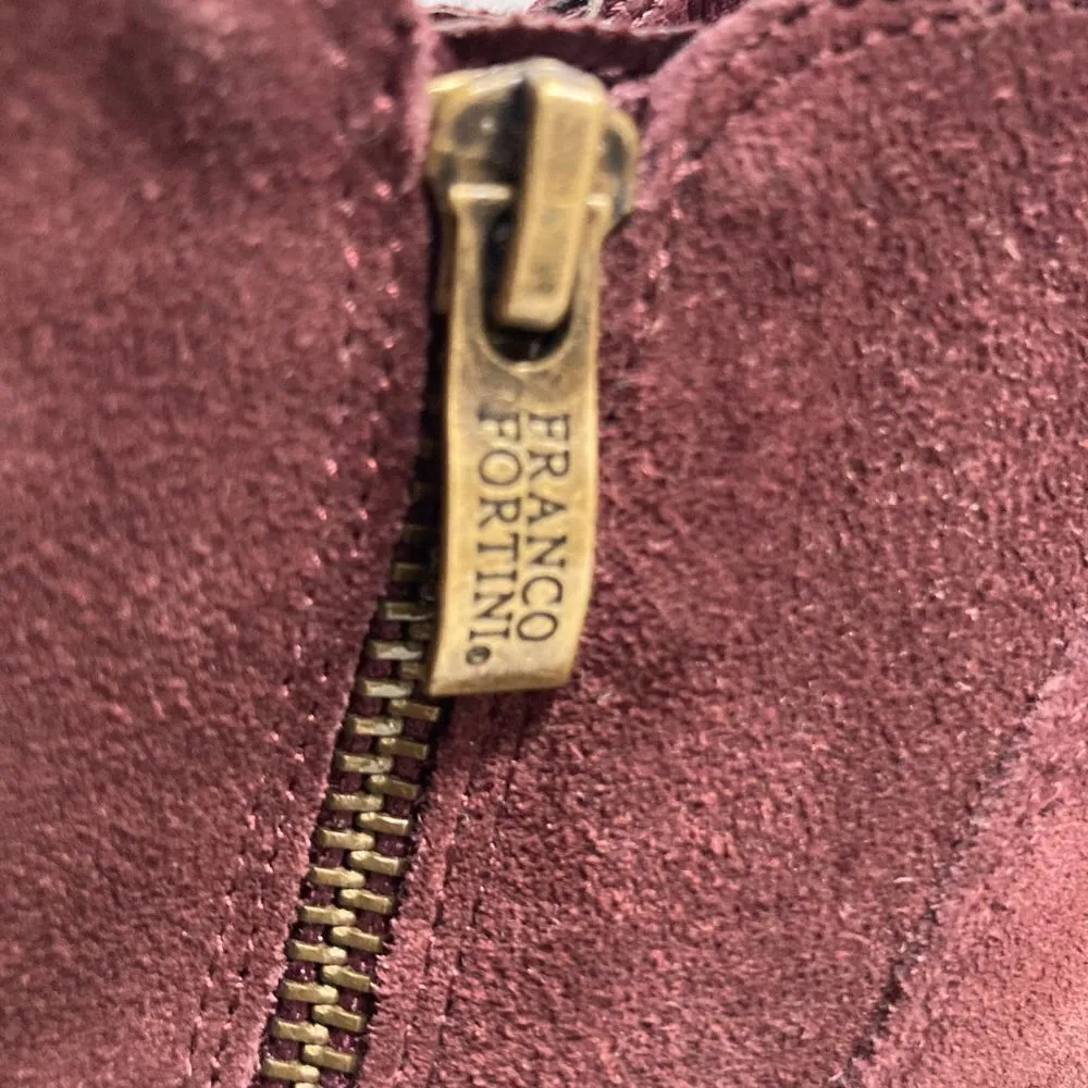 FRANCO FORTINI Annie Suede Wedge Heel Ankle Bootie Size 7.5 Plum Wine‎ - Image 10