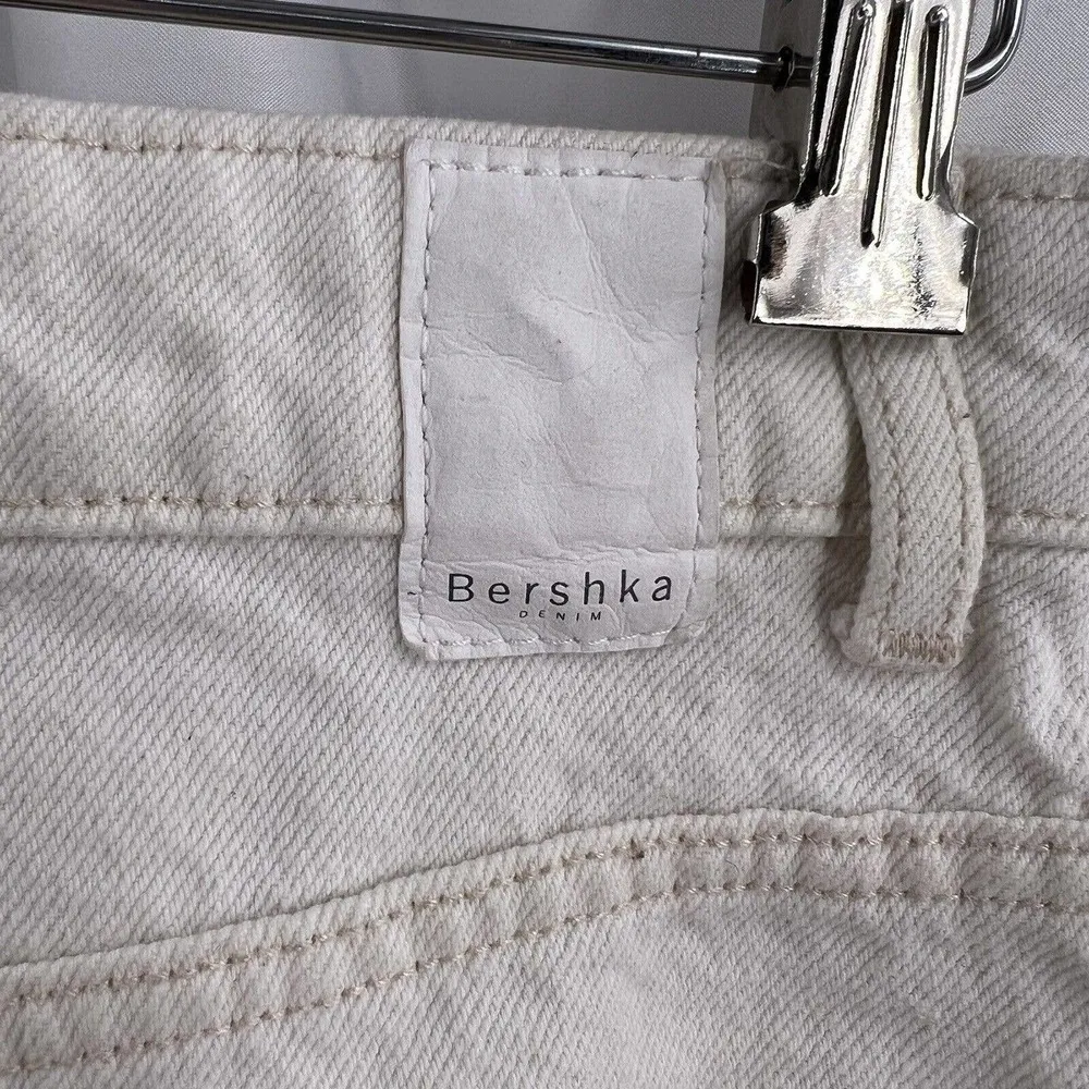 Bershka White Denim Distressed Skirt Size 2 - Image 5