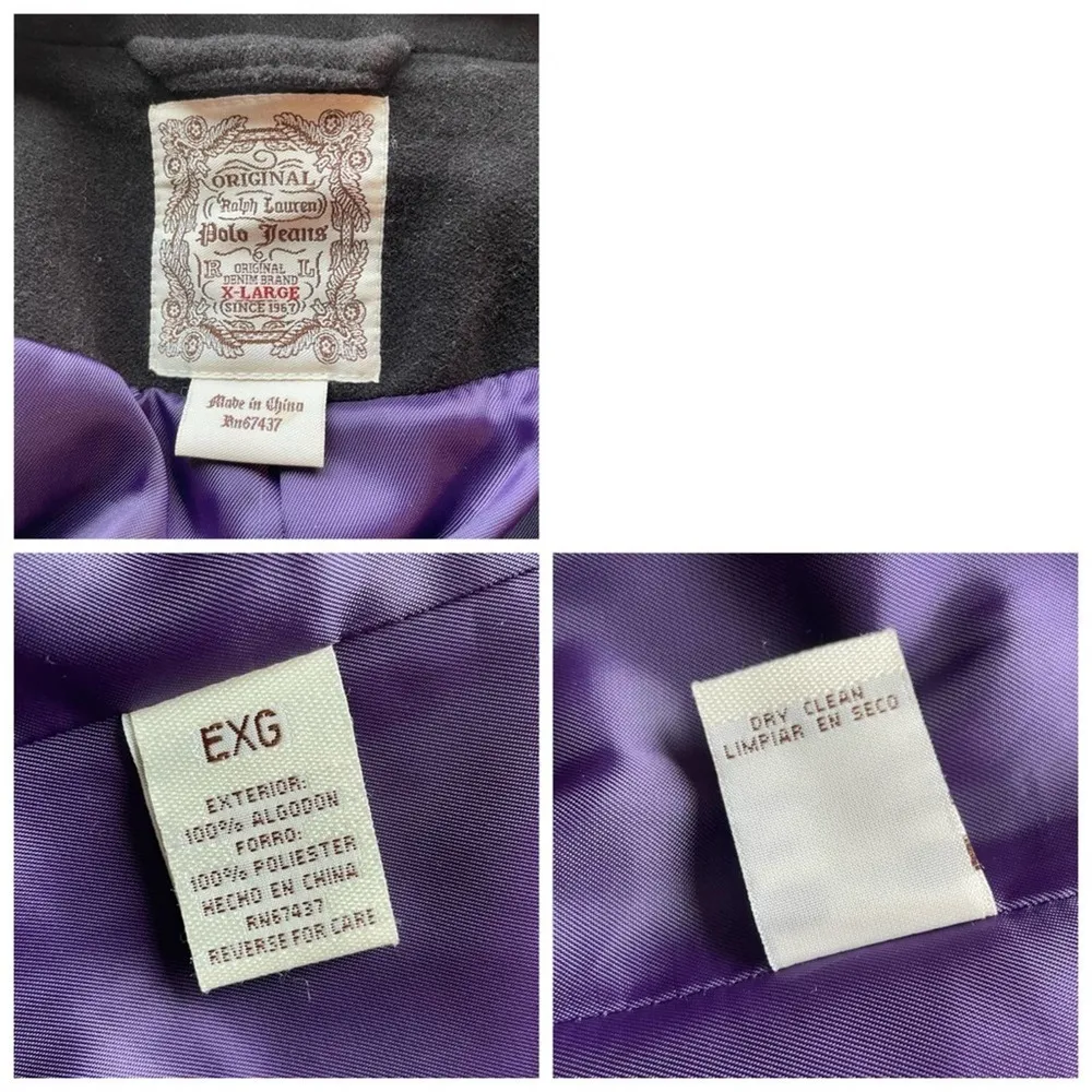 Ralph Lauren Polo Jeans Blazer Jacket Black XLarge Velvet Y2K vintage workwear - Image 5