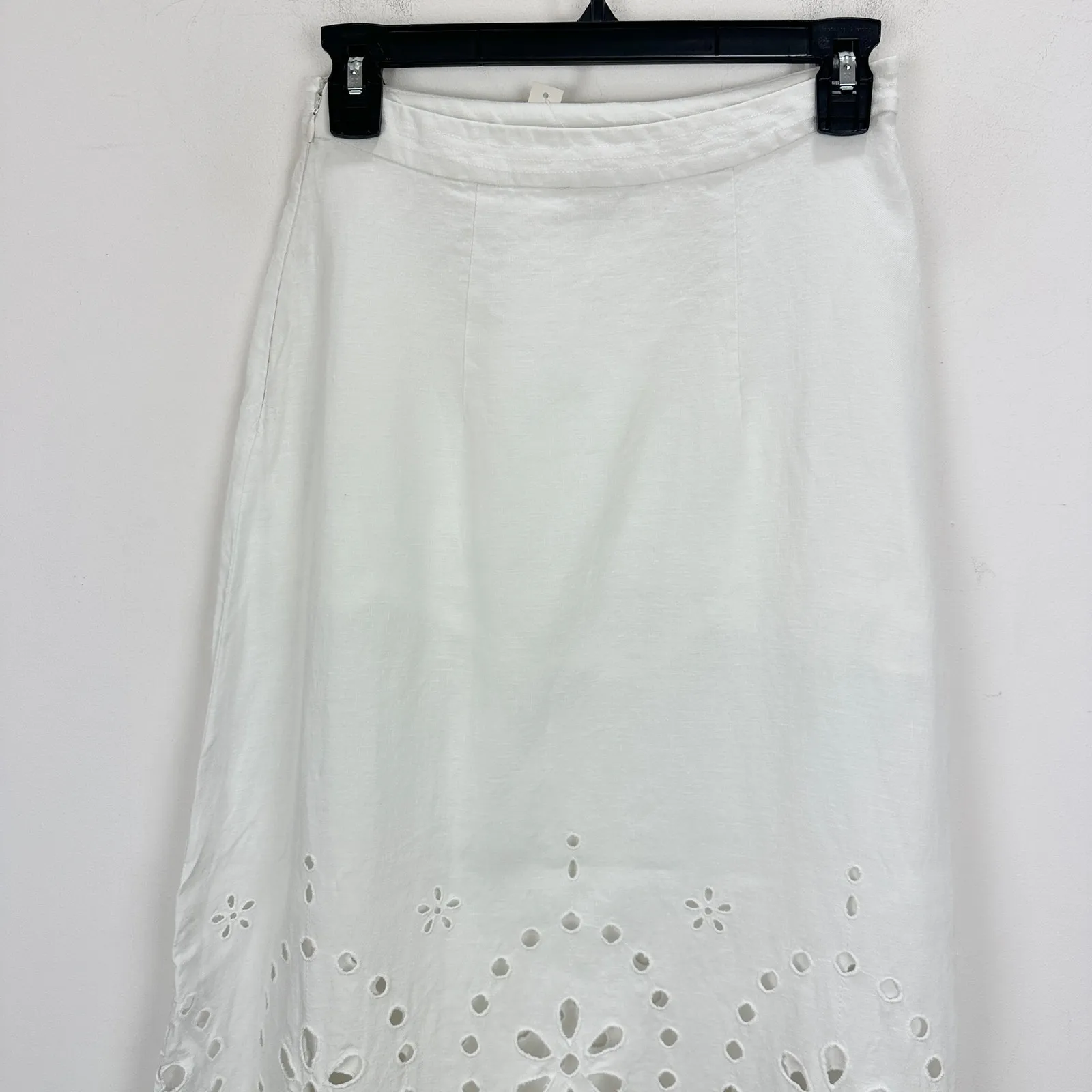 Madewell Eyelet Embroidered Maxi Skirt Linen Salt White Resort Boho US 00 NWT - Image 15