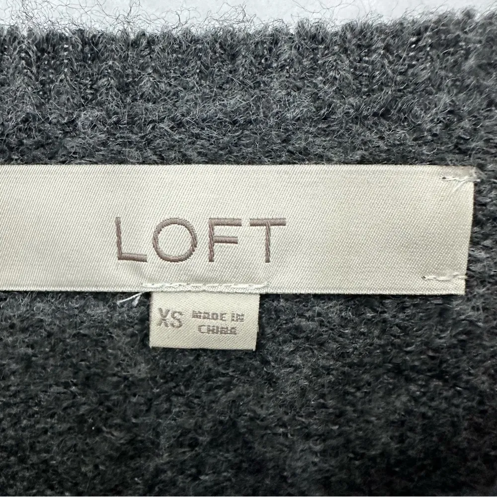 Loft Long Hole Sleeve Crewneck Pullover Sweater XS Gray - Image 3