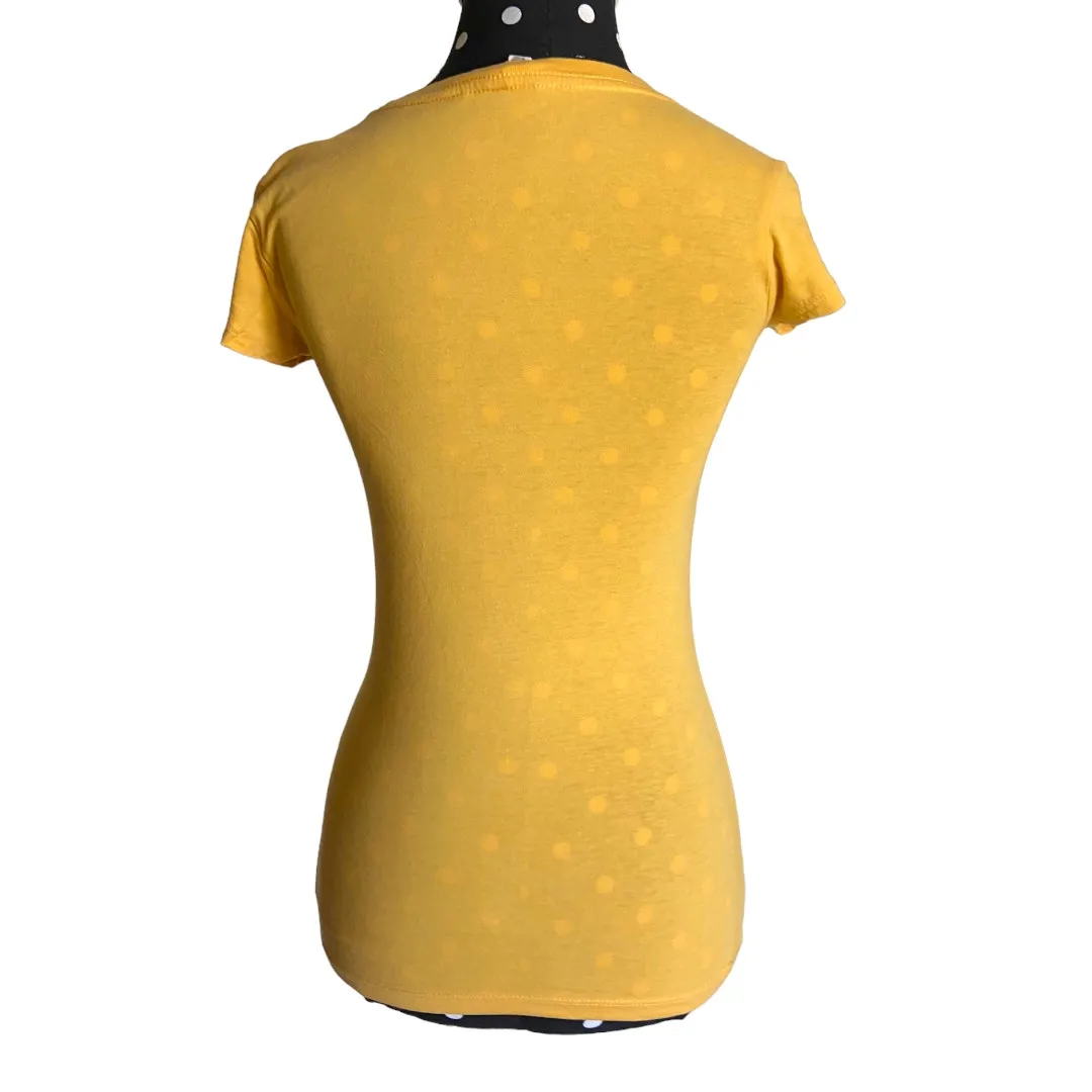 Aeropostale Womens Tee Size Small Athletics‎ Slim Fit Yellow Short Sleeves Shirt - Image 2