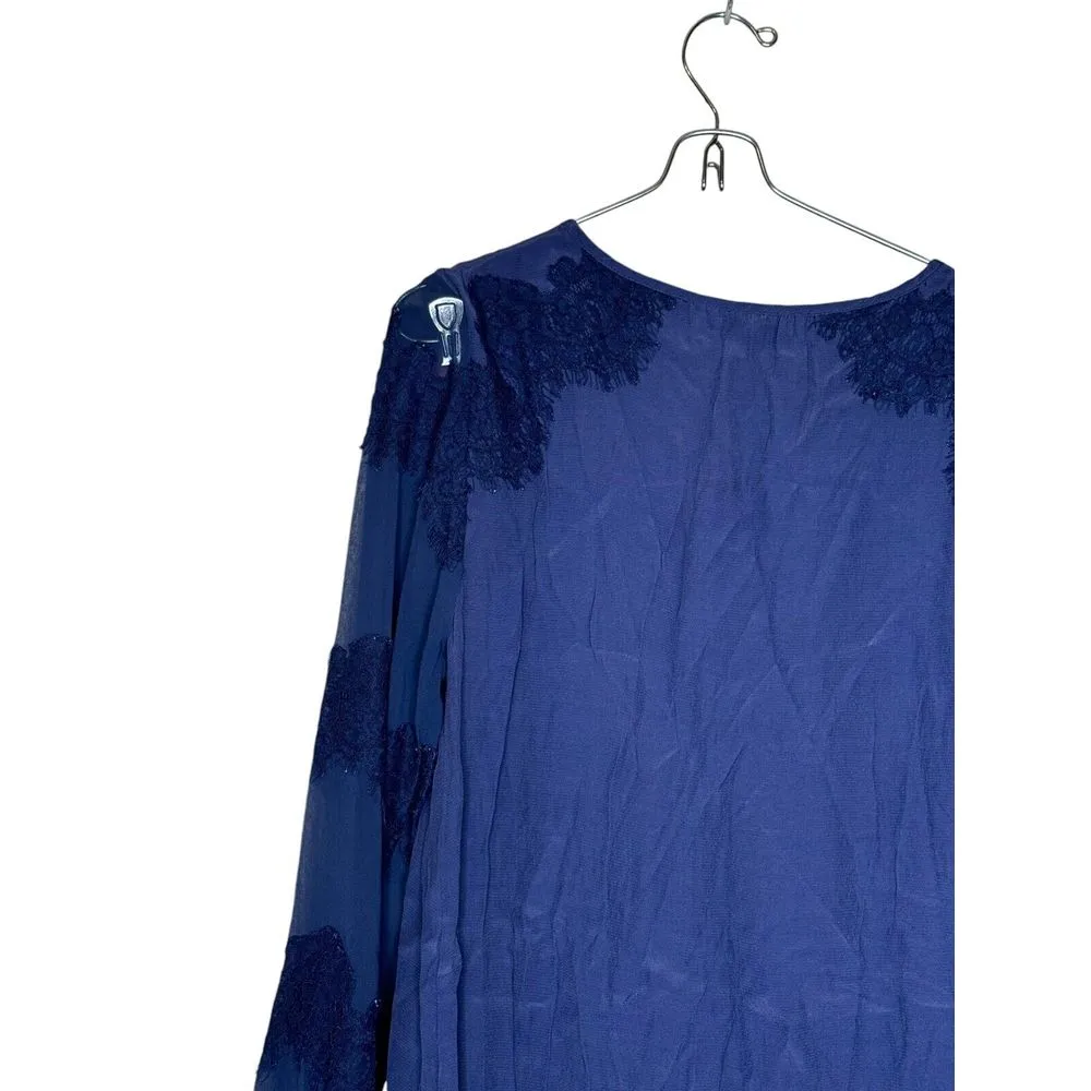 Boden Women's Dress‎ Sasha Lined Sheer Arms Long Sheer Lace Sleeve Swing Navy 6R Blue Size 6 - Image 11