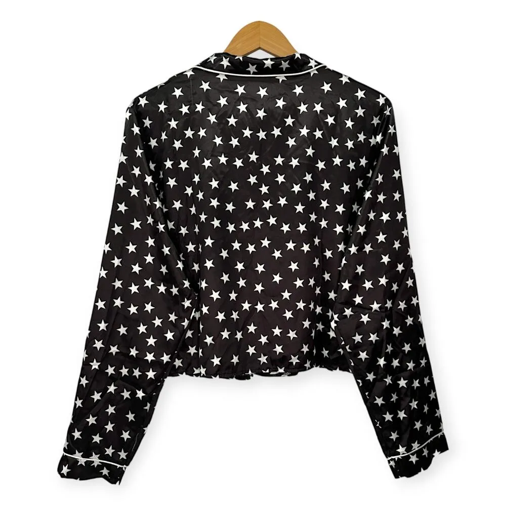 Nasty Gal | NWT | US 14 | Star-t the Party Black Satin Pyjama Pajama PJ Set - Image 9