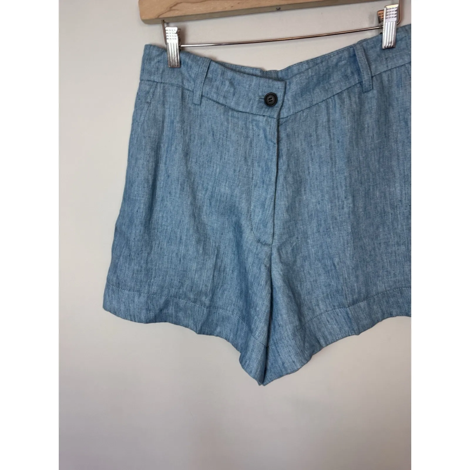 VANESSA BRUNO Nixia Linen Shorts High Waisted Blue Sz 40 US Sz 8 NWT $345 - Image 9