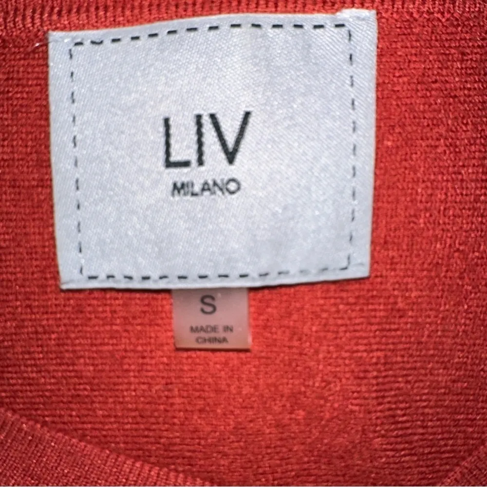 LIV Milano Sweater Womens Small Orange Ribbed Knit Rhinestone Soft Girl Dainty - Image 4