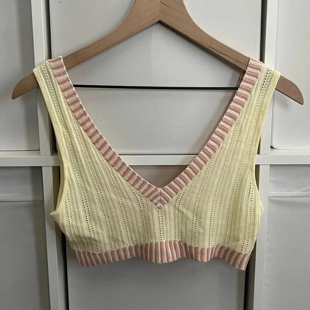 For Love & Lemons Rhea Pointelle Knit Crop Tank in Buttercup - Image 4