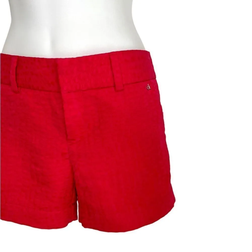 Calvin Klein Textured Belt Loop Shorts Medium Magenta Pink With Pockets - Image 4