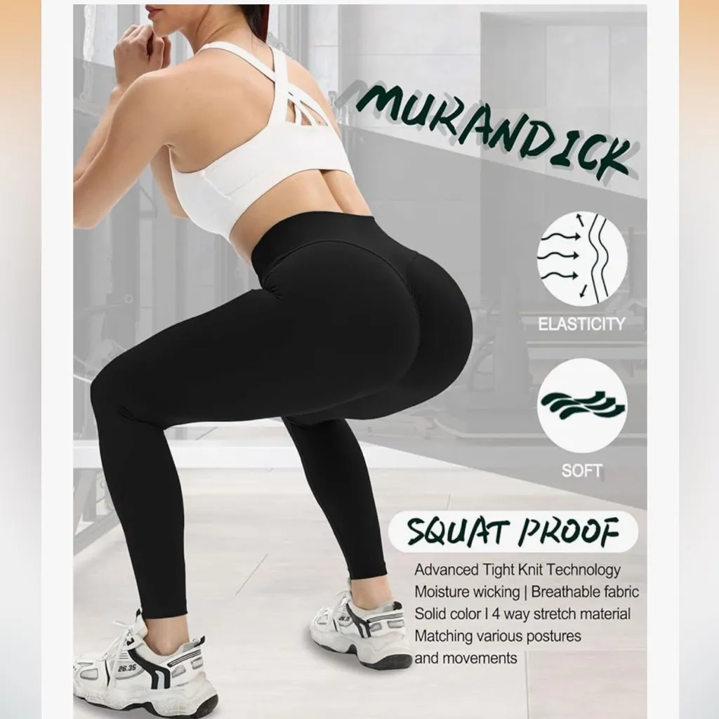 Butt Lifting Scrunch Seamless Leggings for Women High Waisted Booty Workout Black Size M - Image 2