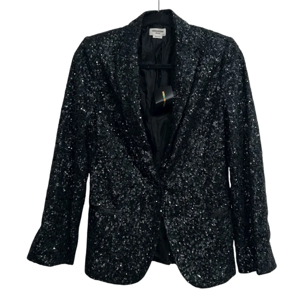 NEW NWT Zadig & Voltaire Virginie Sequins Deluxe Blazer Jacket In Black - Image 3