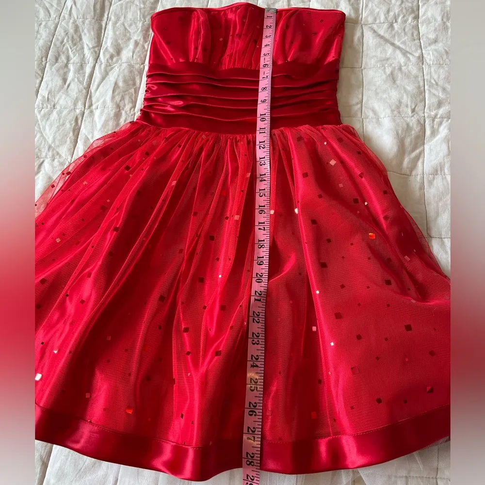 NWT Jessica McClintock Gunne Sax Red Sparkle Sleeveless Babydoll Mini Dress - 3 - Image 11