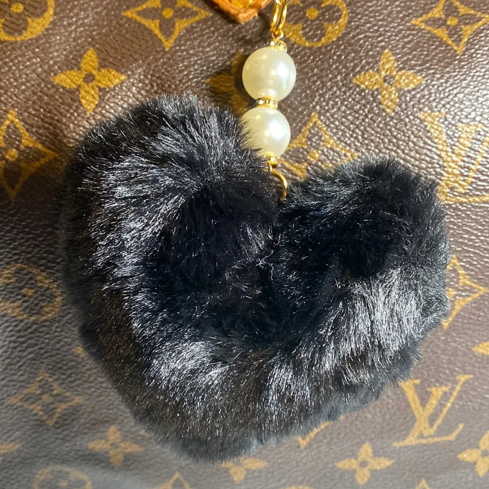 Bag / Purse Heart Pompom Charm #117A Black - Image 2