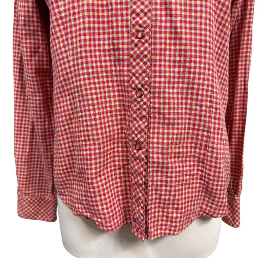 Wrangler Blues Y2K Women’s Red Plaid Western Pearl Snap Shirt Size Medium - Image 3