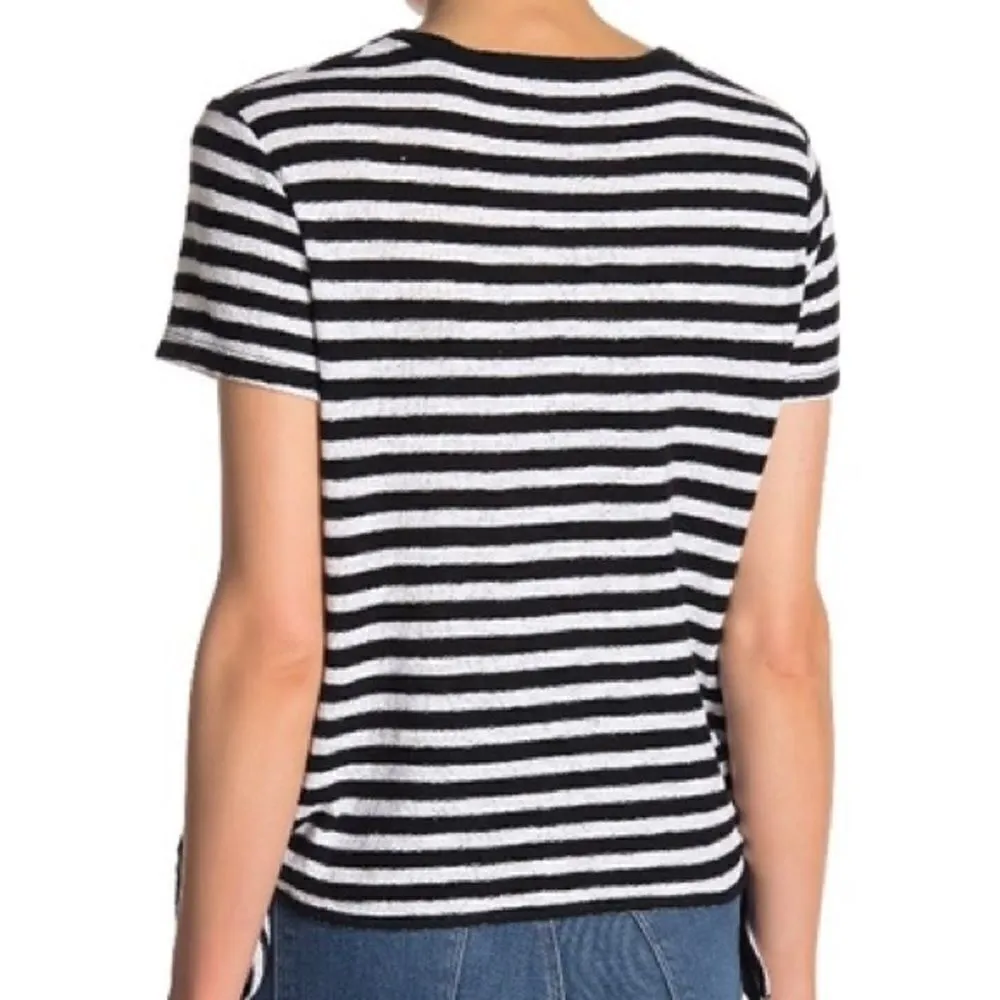 Madewell Modern Stripe Side Tie Terrycloth Short Sleeve T-shirt Black & White XS - Image 8