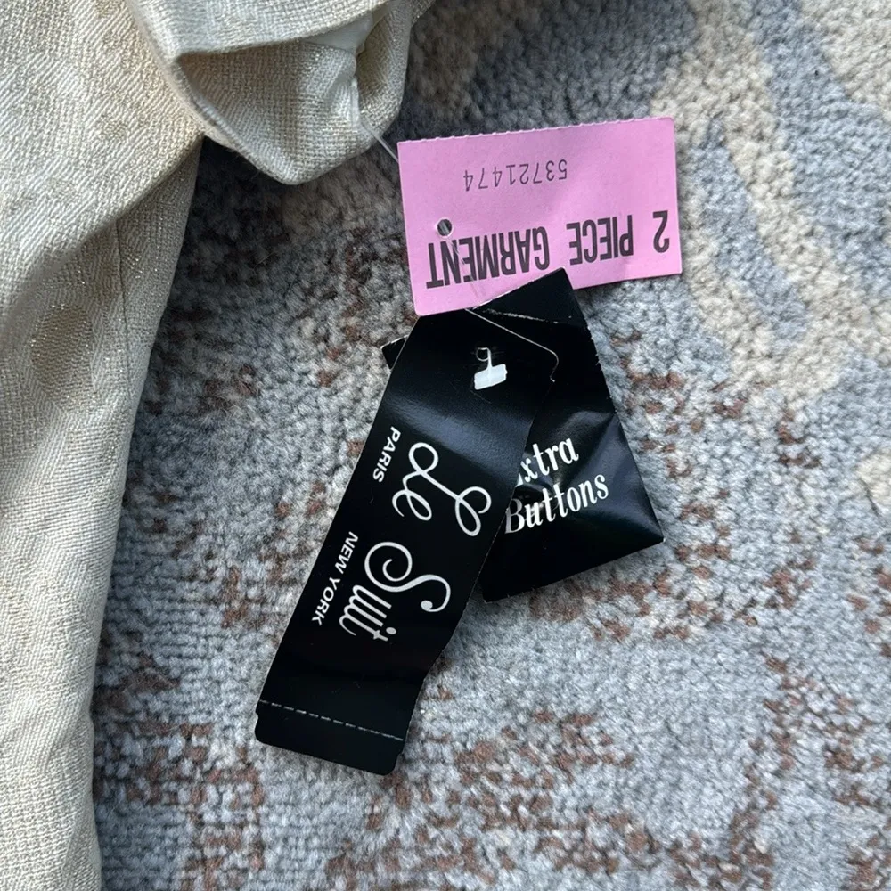 Vintage Le Suit Blazer Skirt Set Cream 16 - Image 3