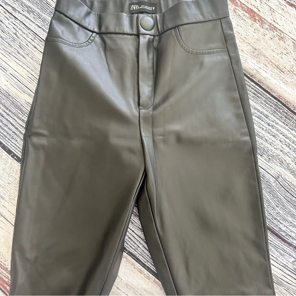 Zara Vegan Leather Mini Flared Pants in Black​​ - Image 4