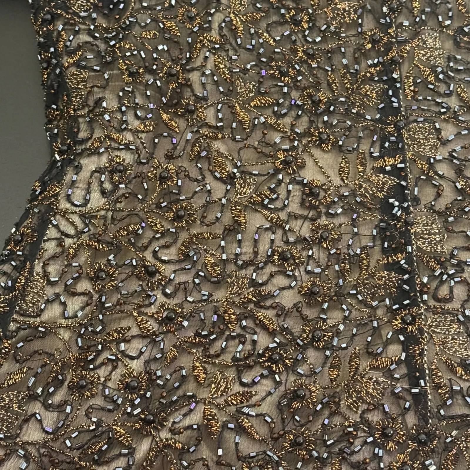 Adrianna‎ Papell Silk Beaded Mock Neck Short Sleeve Top Size 14 Black Formal - Image 16