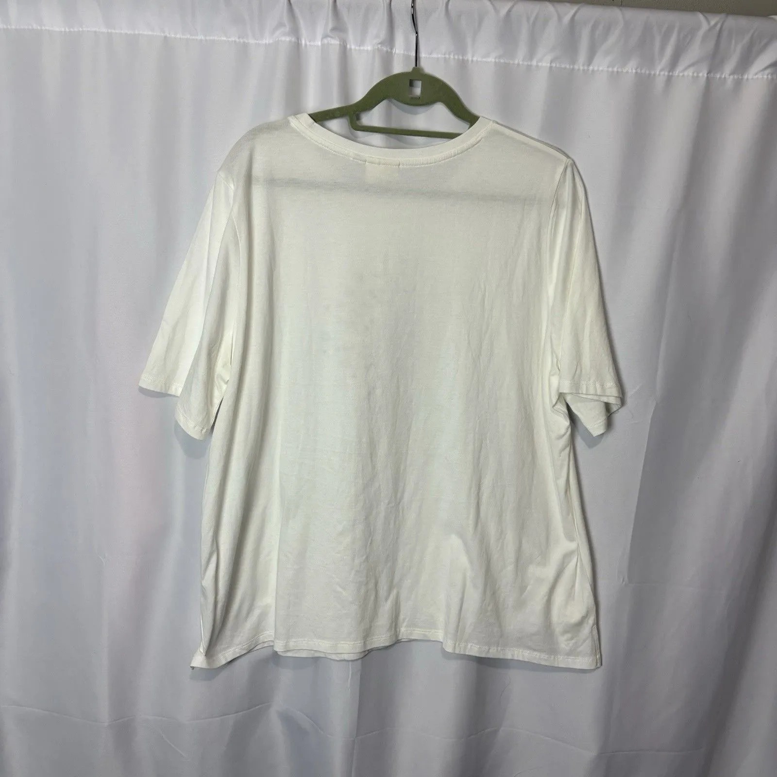 LOGO by Lori Goldstein Women's Top Sz XL Pride Crewneck Knit Tee White Rainbow - Image 8