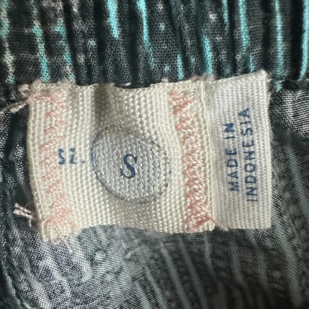 HEI HEI Size S Pants Byrd teal patterned pull on Anthropologie elastic waist - Image 6