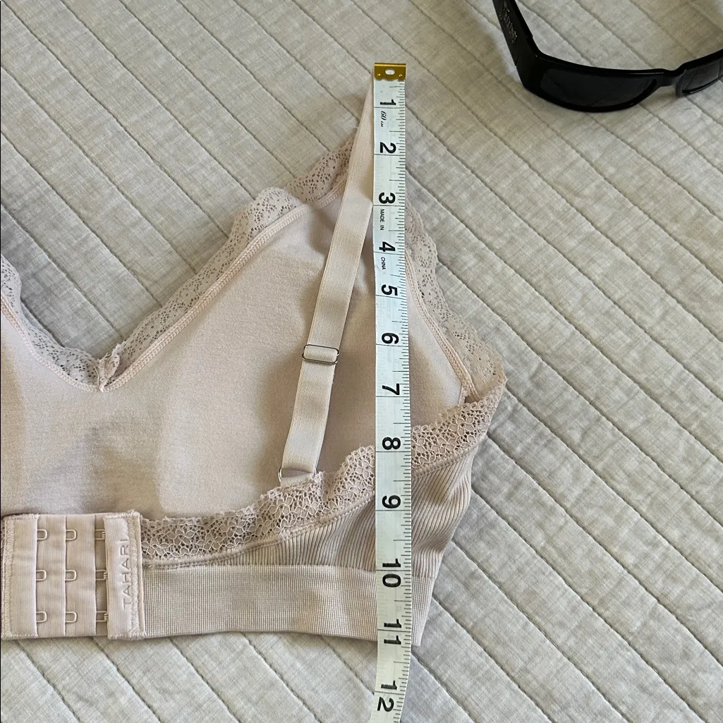 Tahari nude blush padded lace trim, ribbed every day, comfy bra, medium - Image 10
