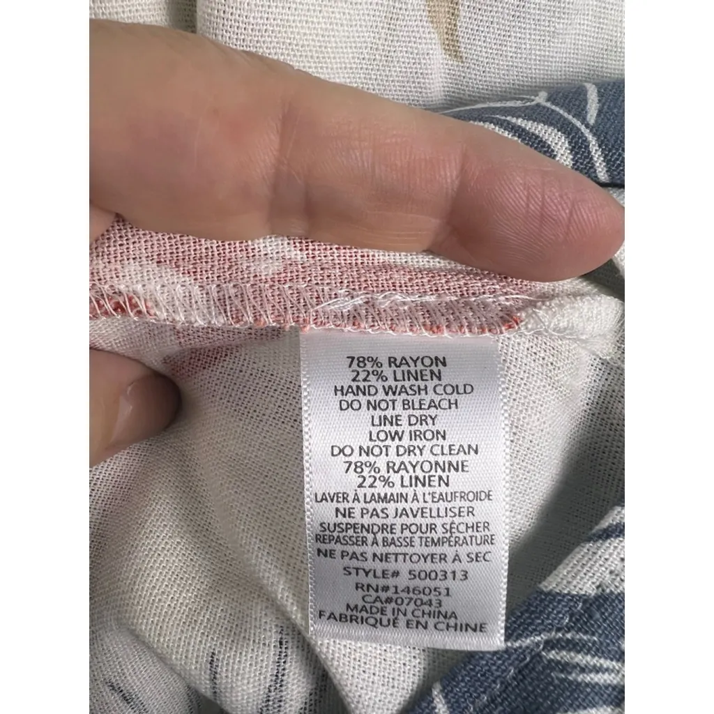 Monteau Los Angeles Women's XS Linen Blend Tropical Button Front Midi Dress - Image 4