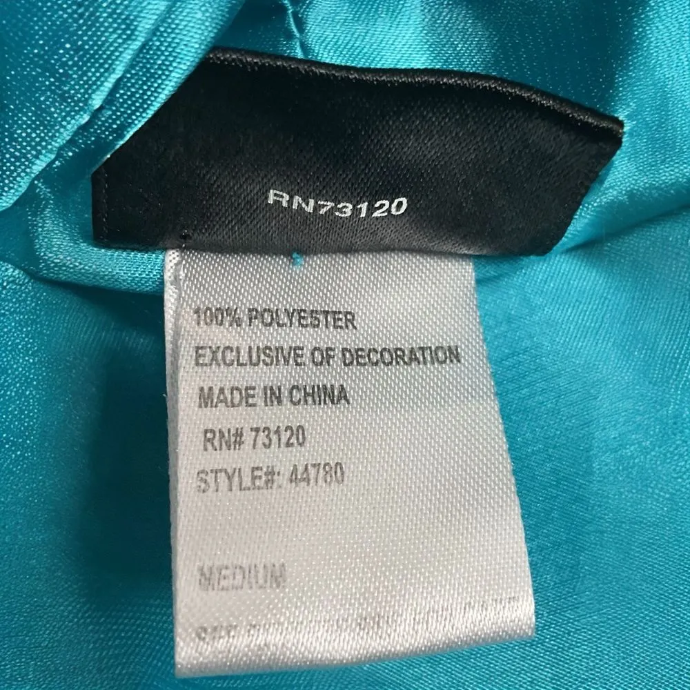 Fredericks of Hollywood Blue Satin Short Kimono Robe Lace‎ Trim Pockets Size M - Image 14