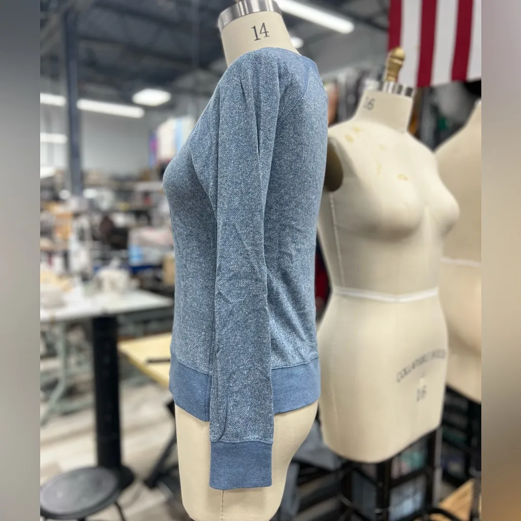 Floral Embroidered Sweatshirt M Blue Size M - Image 3