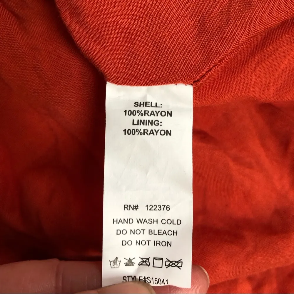 NWT  Boho Peasant Dress Smocked Burnt Orange Terracotta Mustard Seed size M - Image 14