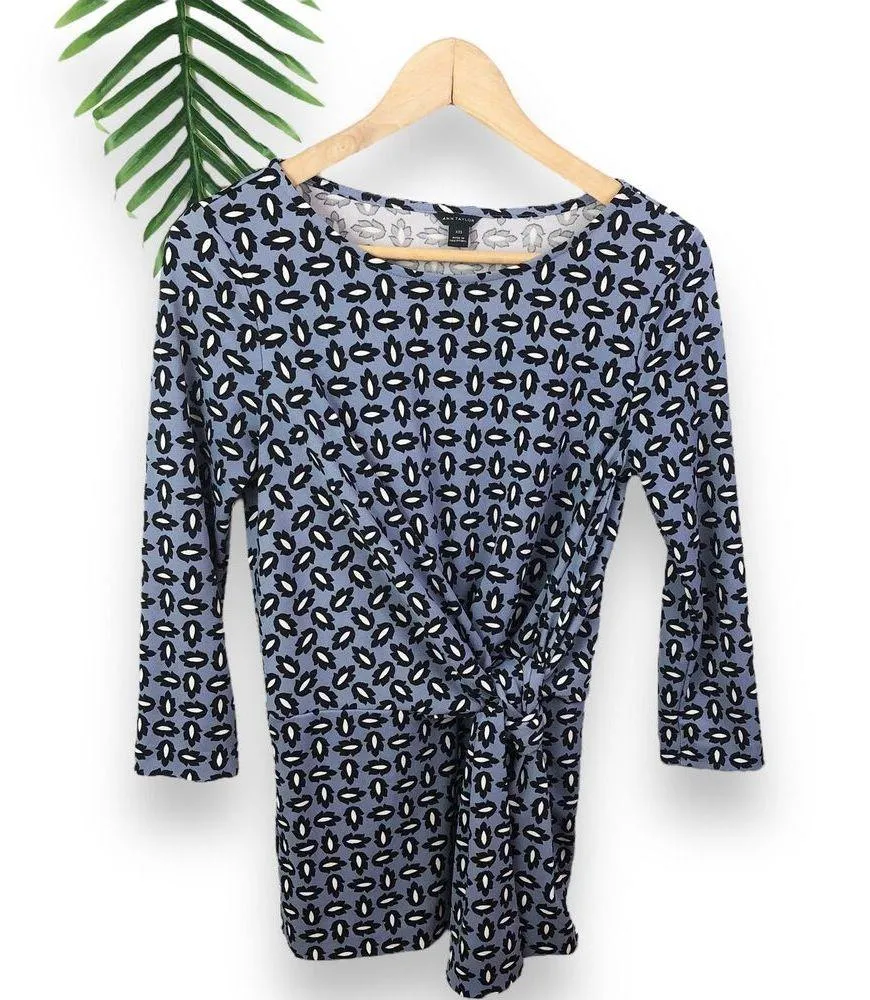 Ann Taylor Tossed Leaf Print Side-Tie Top - Image 6