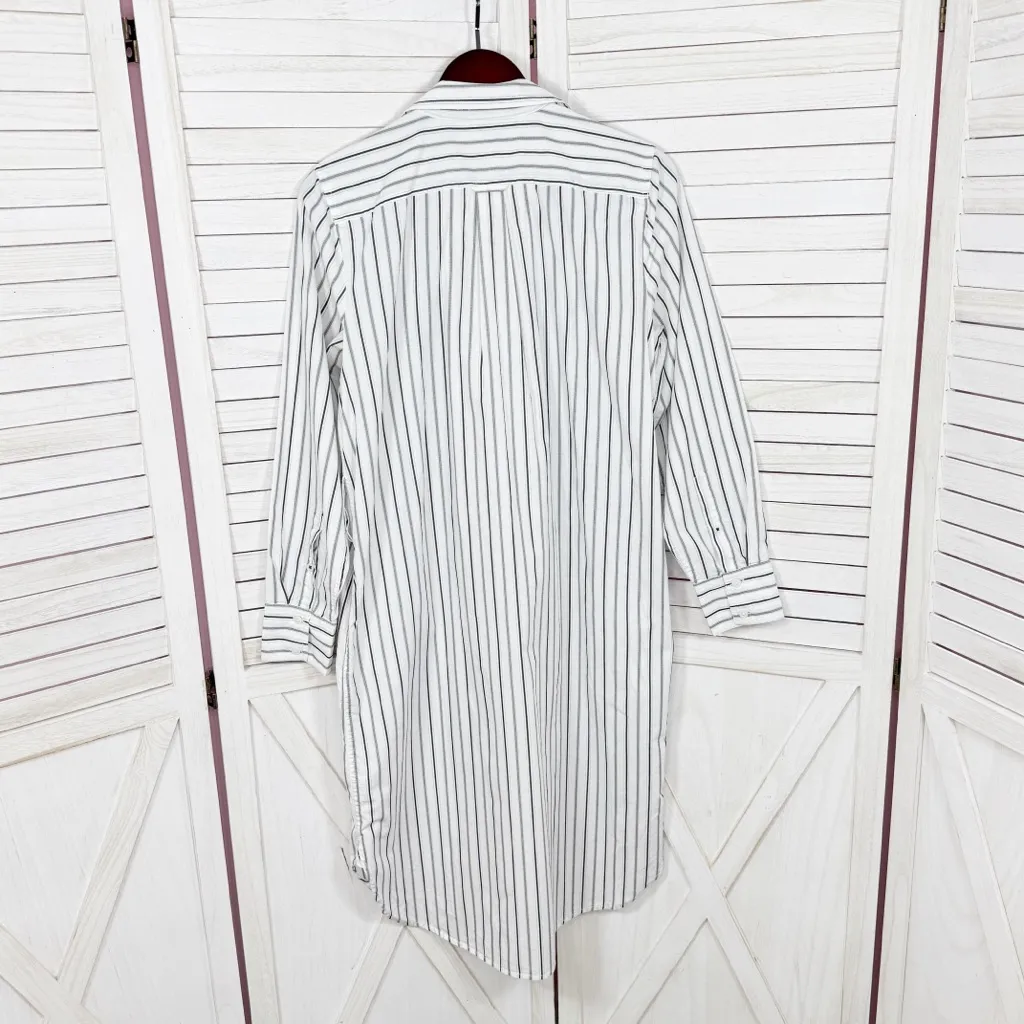 J. Crew Classic Fit Striped Cotton‎ Poplin Belted Shirt Dress White Black 10 - Image 8