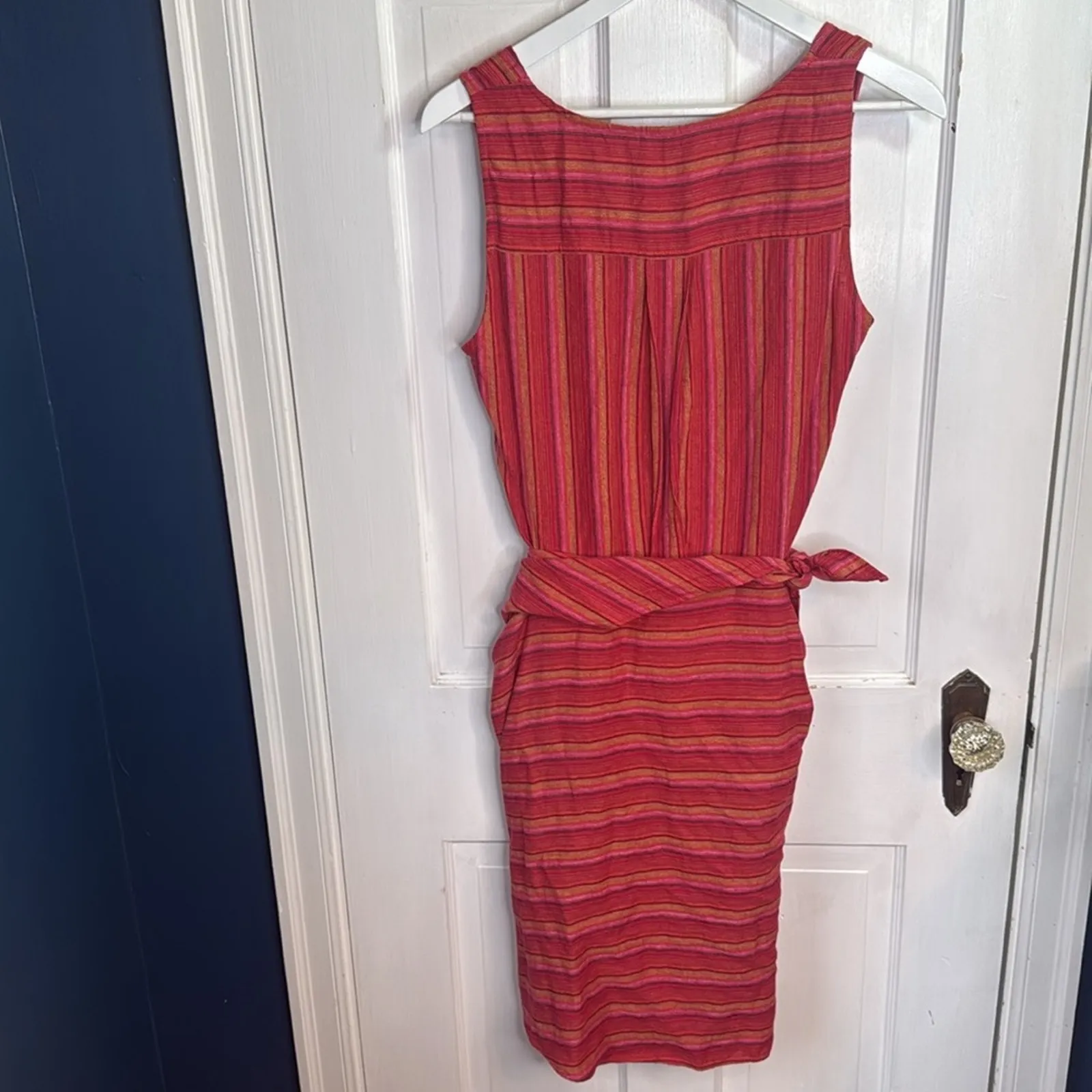 Anthroplogie Drew Red Stripe Morgan Linen Tie Front Dress W1313 Sz S - Image 6