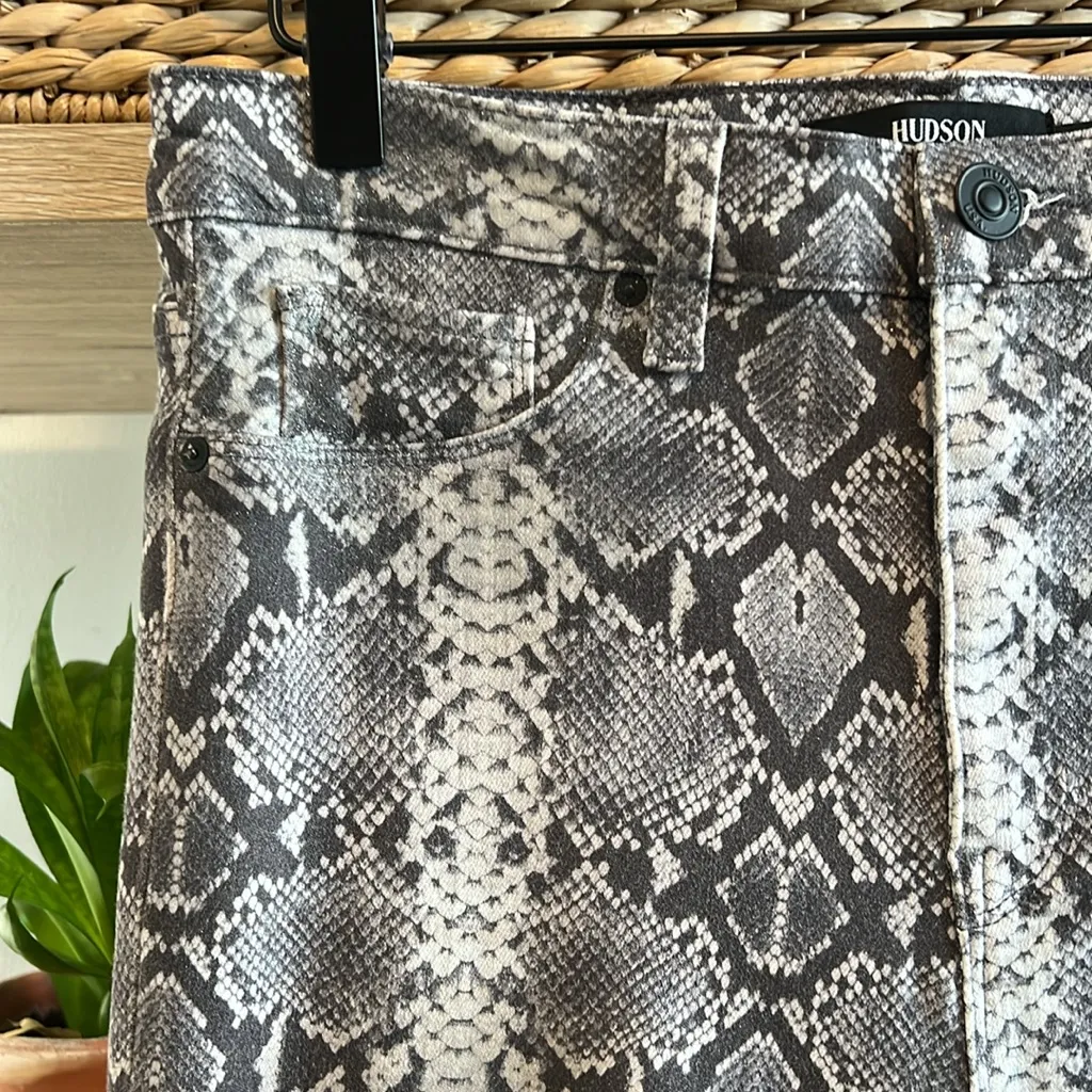 Hudson Jeans Barbara Super Skinny Mid-Rise Snakeskin Stretch Jeans, 29 - Image 7