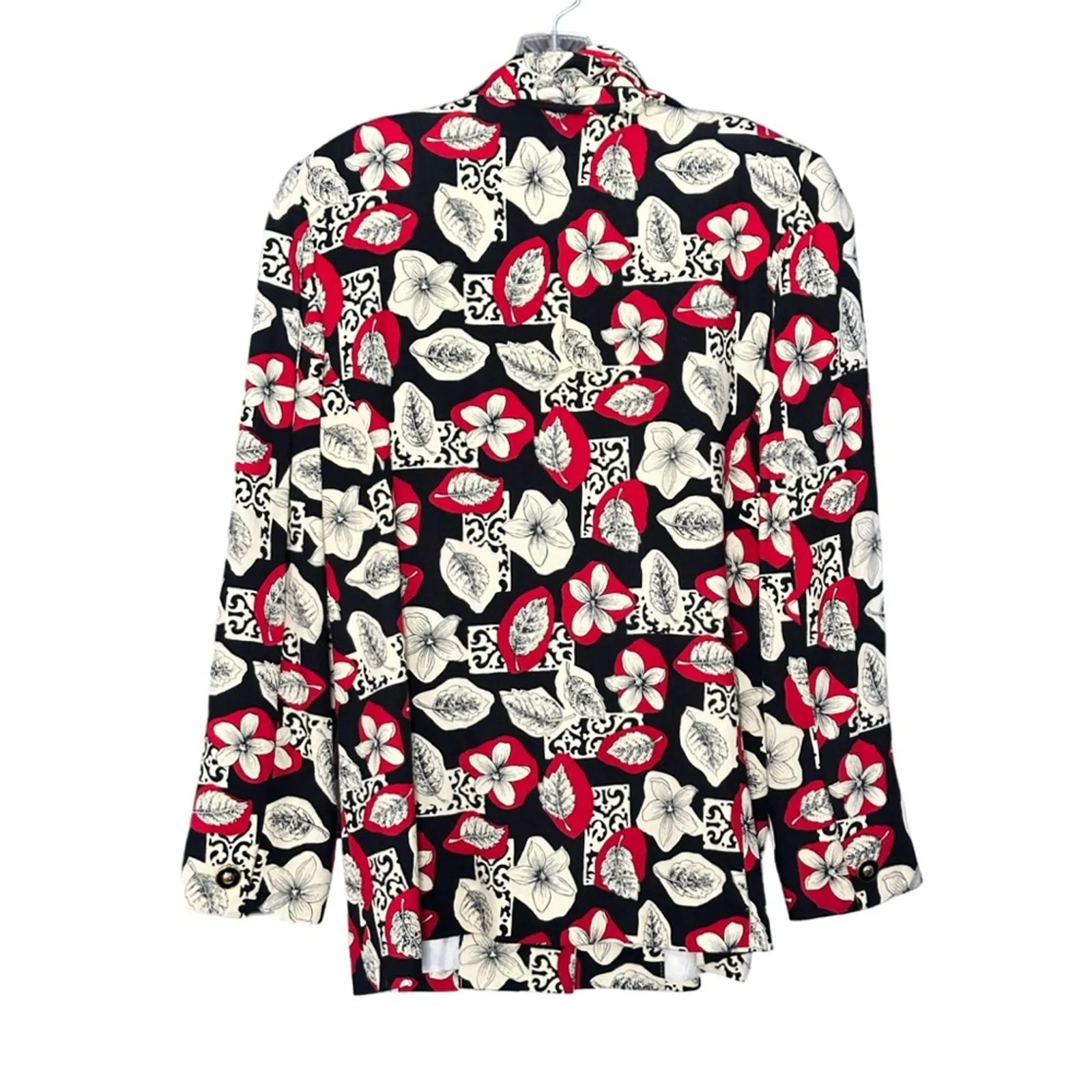 Vintage Don Caster Floral Wool Blend Suit Jacket With Sash White Size 8 - Image 5