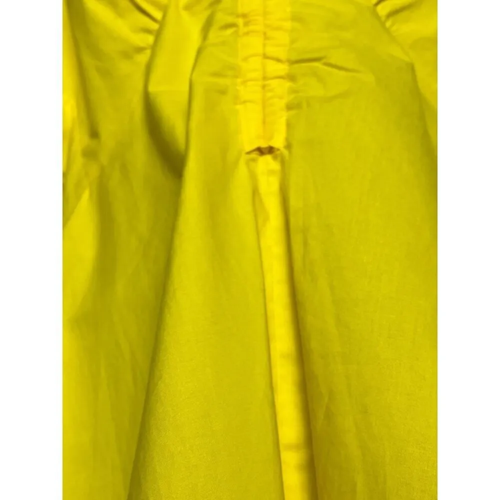Proenza Schouler White Label Women's 8 Poplin V-Neck‎ Top Bright Yellow Peplum - Image 6