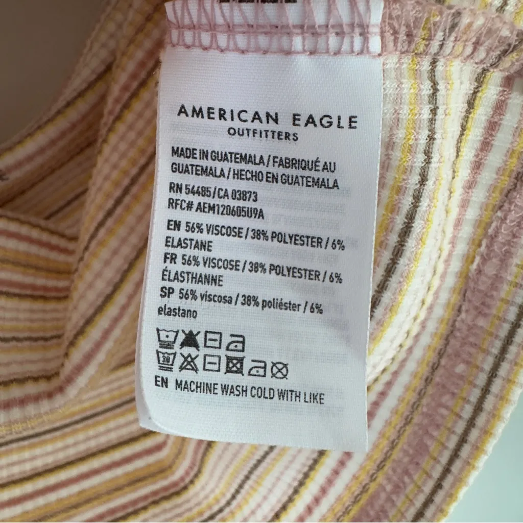 American Eagle Outfitters Striped Halter Tank Top Cropped Sleeveless Y2K Crop L - Image 5