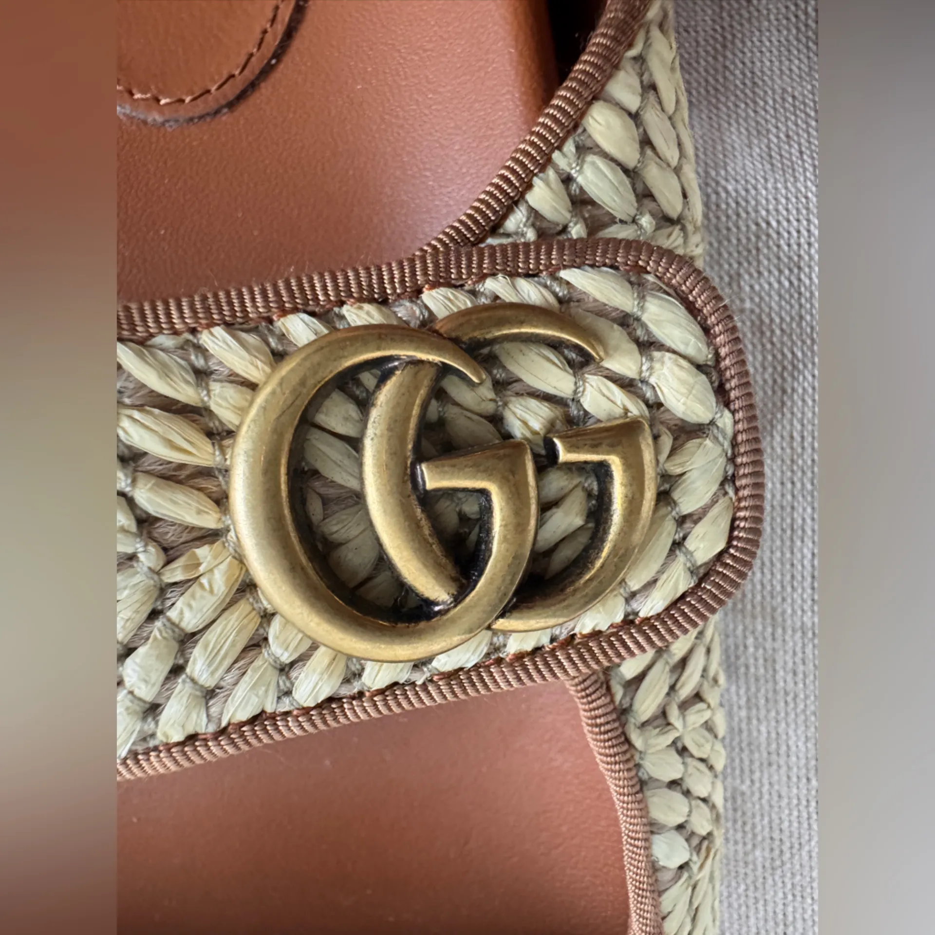 Gucci  Tan and Brown Slide Sandals - Image 10