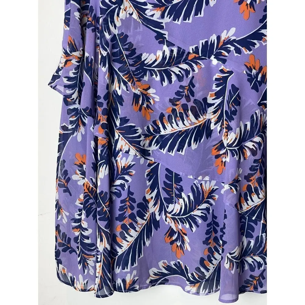Whistles Purple Josephine Floral Print Tiered Frill Midi Skirt Size‎ 2 - Image 5