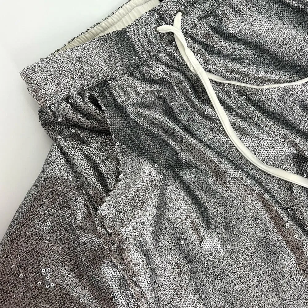 David Lerner Sequin Lounge Joggers Silver S - Image 6