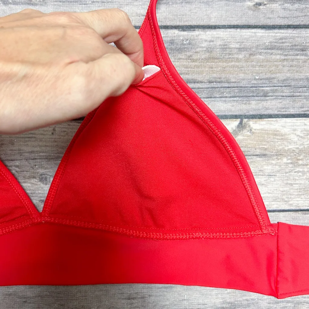 Body Glove Red Triangle Halter Back Tie Removable Pads Bikini Top Small NWT NOS - Image 4