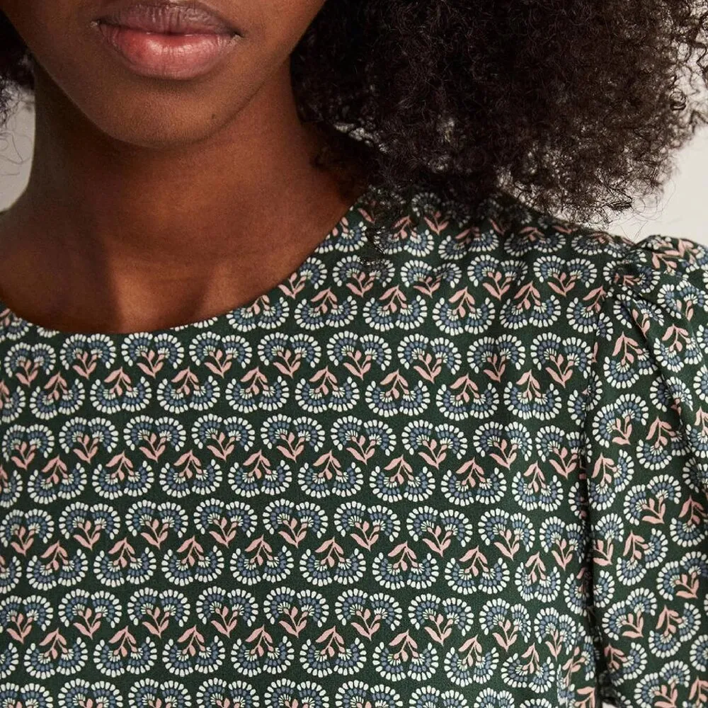 Boden Hunter Green Dandelion Pop Crew Neck Dress Size undefined - Image 3