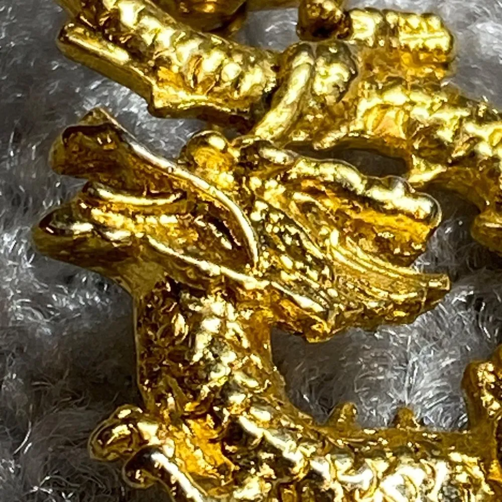 Gold Brass Color Fire Breathing Chinese Medieval Dragon Jewelry Pin Brooch - Image 3