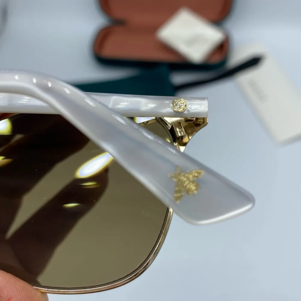 GUCCI Endura Gold 55mm Clubmaster Cat Eye Sunglasses NEW - Image 9