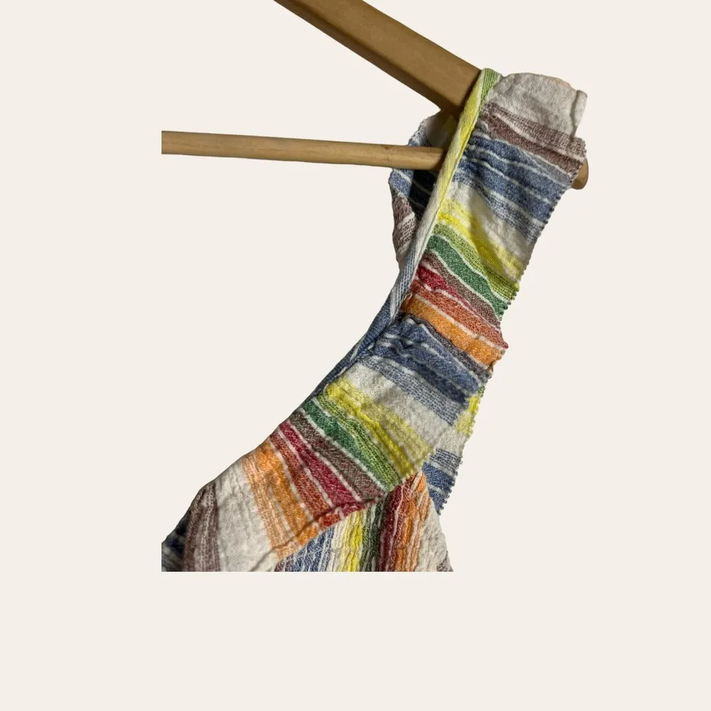 Saylor Alma Rainbow Striped Ruffled V-Neck Sleeveless Mini Dress Size L - Image 7