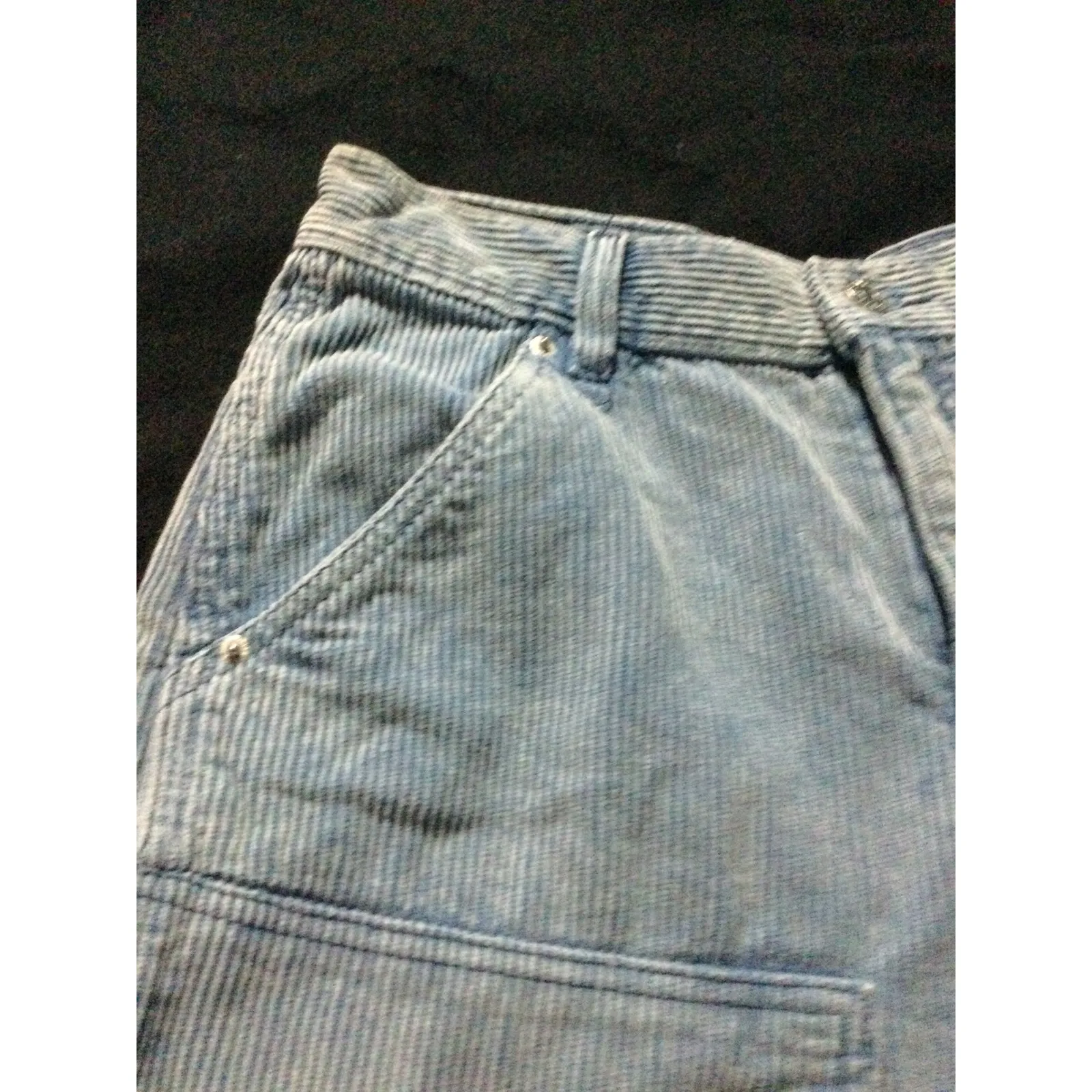 BDG Urban Outfitters Corduroy Carpenter Shorts BlueStriped Distressed RawSize 28 Blue - Image 4