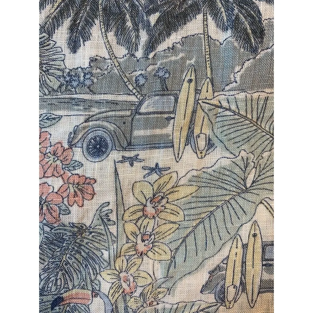 Linen Top Women's 1X Hawaiian Tropical Surf Palm Trees Cars Toucan Parrot - Image 15