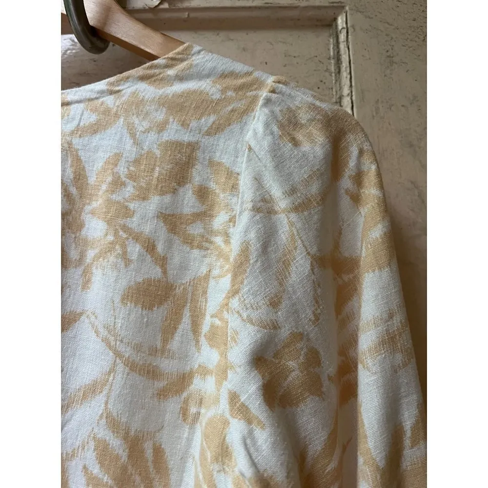 Abercrombie & Fitch peach white Long Sleeve tropical palm tree cropped top S - Image 9