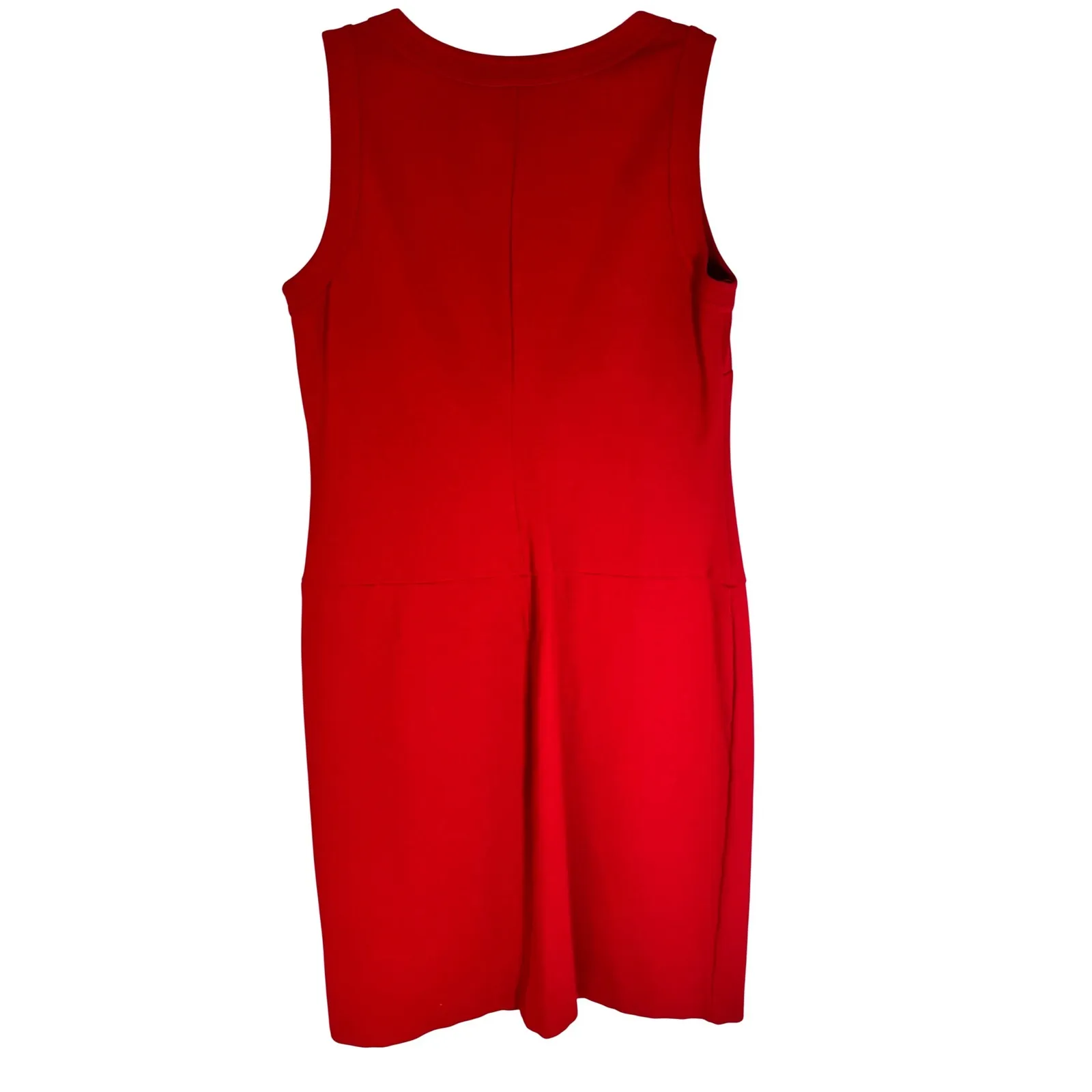 Talbots Red Sleeveless Sheath Dress Gold Button Pockets Size 10 - Image 6