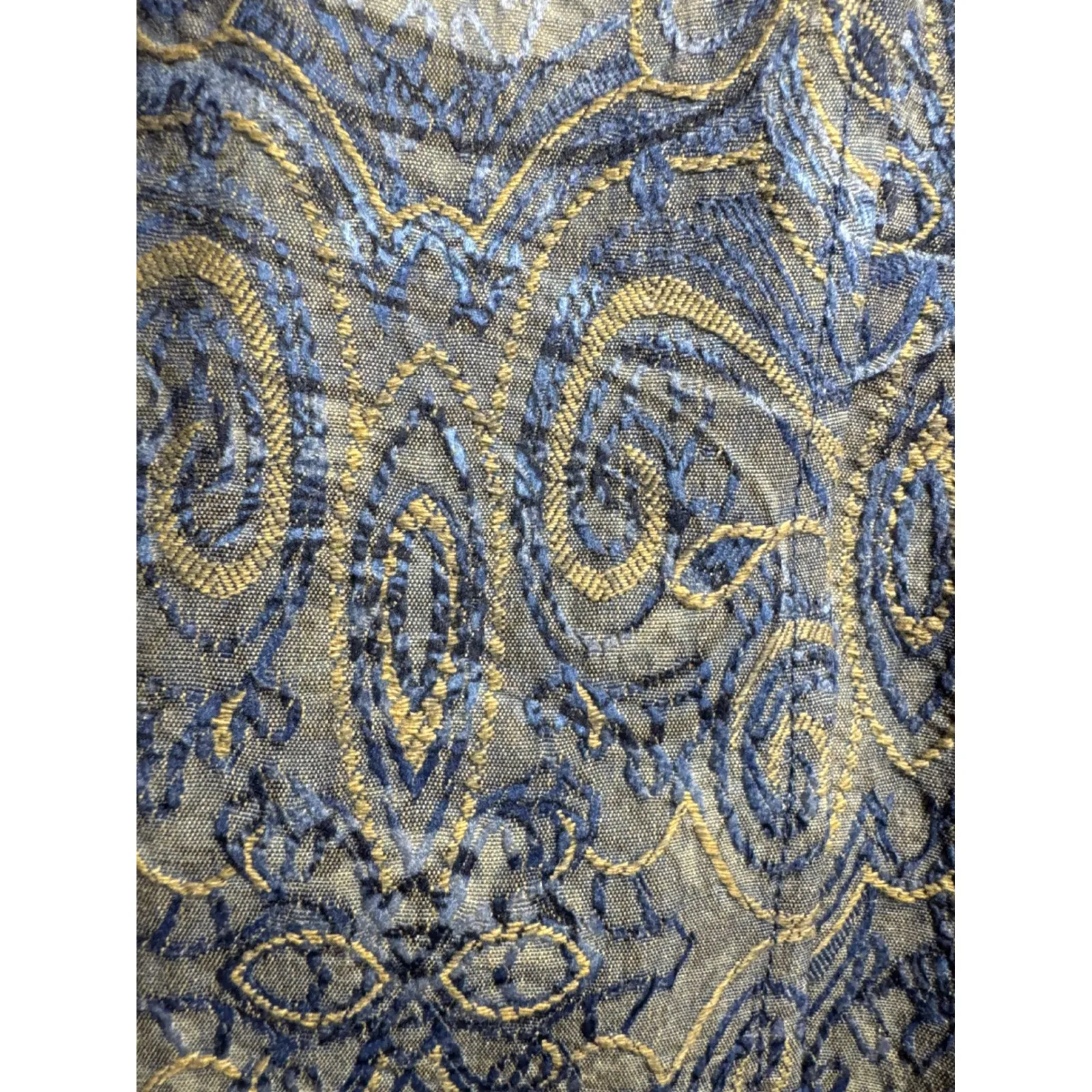 Catherines Paisley Open Front Embroidered Reversible Jacket 3X Blue Gold Lined - Image 11